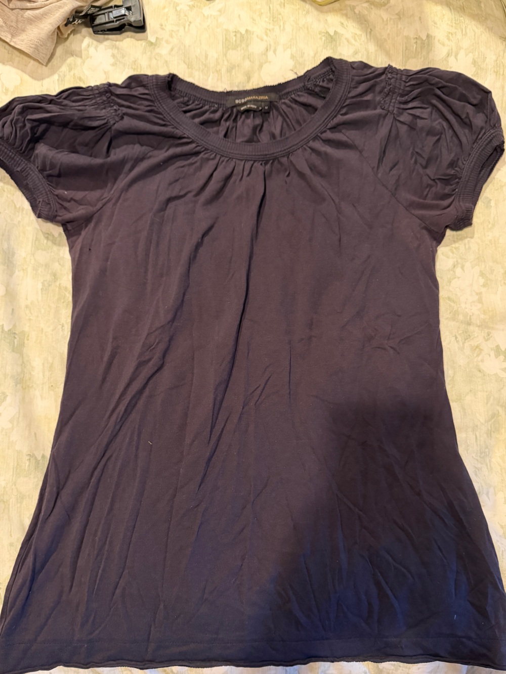 BCBG Women’s Navy Short-Sleeve Scoop Neck Top